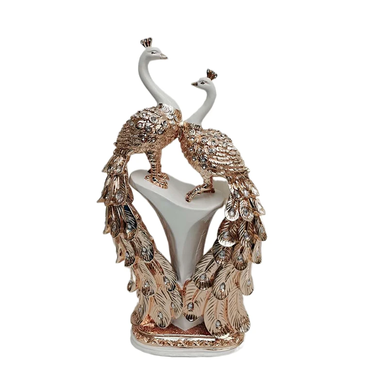Chinese Sculpture Office Home Decoration Ceramic Animal Resin Statue Peacock Decor