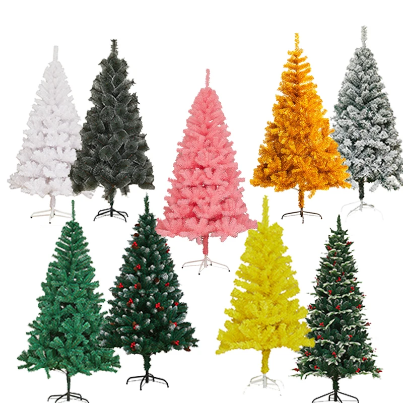 Sevenlots 180cm artificial white red gold green flocked dyed snowy christmas tree customized and wholesale