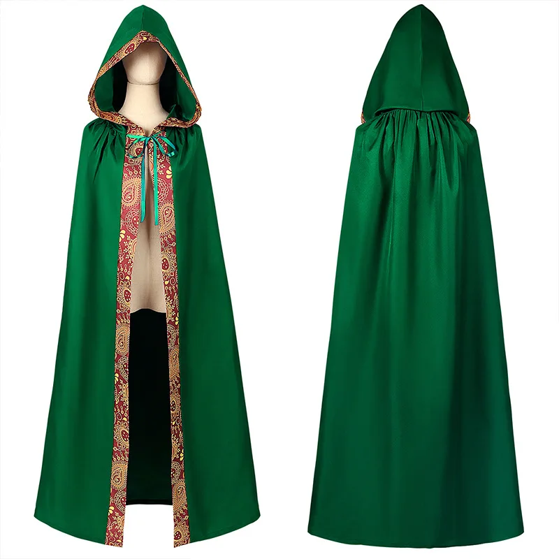 Unisex Halloween Cosplay Costume Medieval Hooded Vintage Gothic Cape Coat Long Trench Ghost Devil Wizard  Cloak