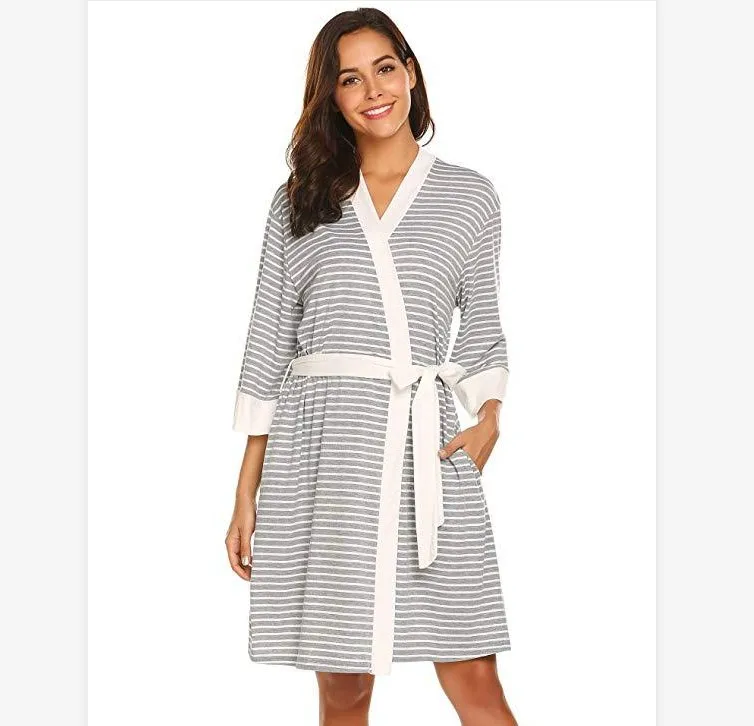 
2020 Women Sexy Pajamas Clothing Postpartum Home Wear V Neck Striped Breastfeeding Maternity One Pieces Outfits With Belt 