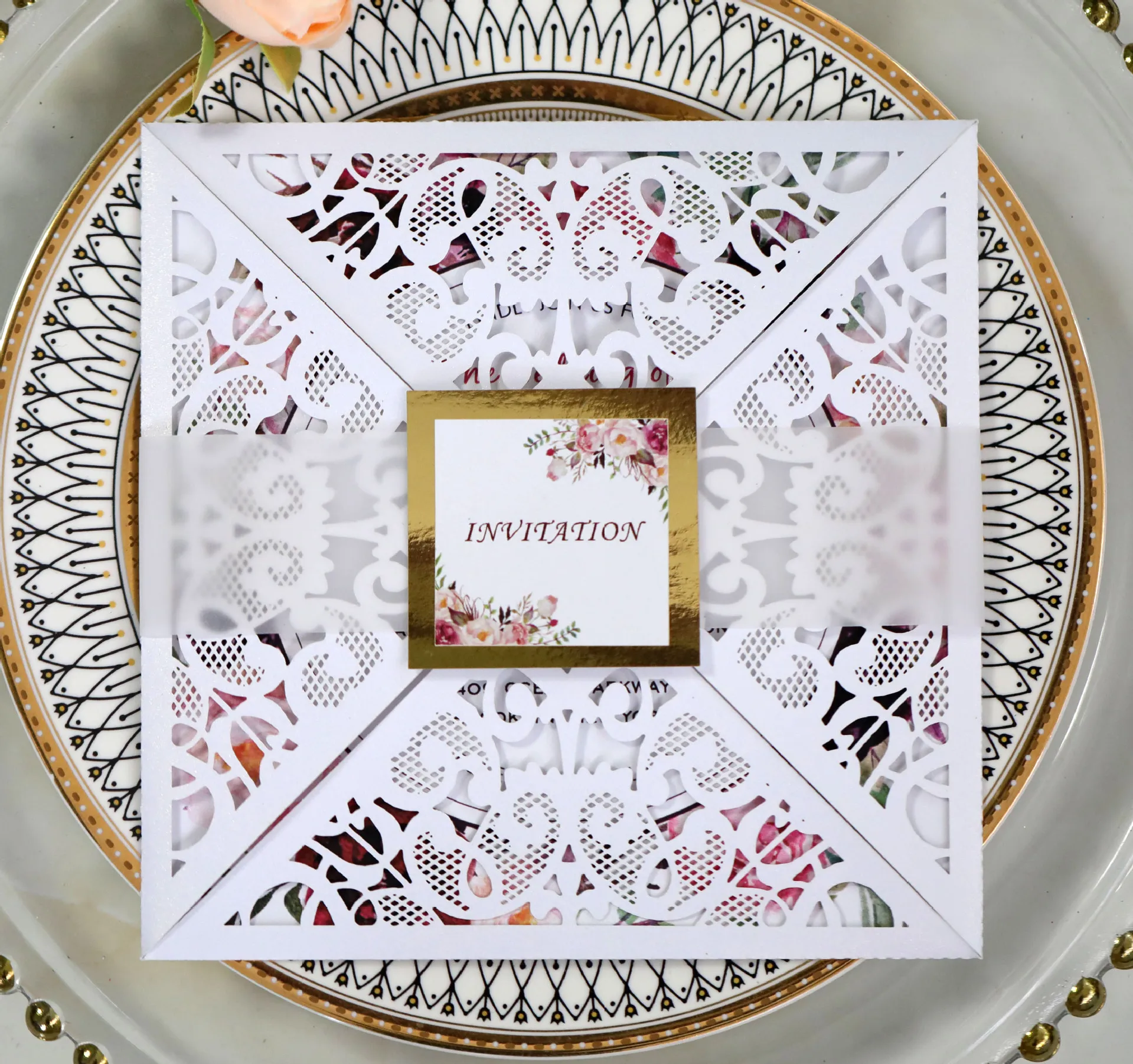 fancy lvory white luxury wedding invitation quinceanera party decor faire part mariage wedding invitation covers