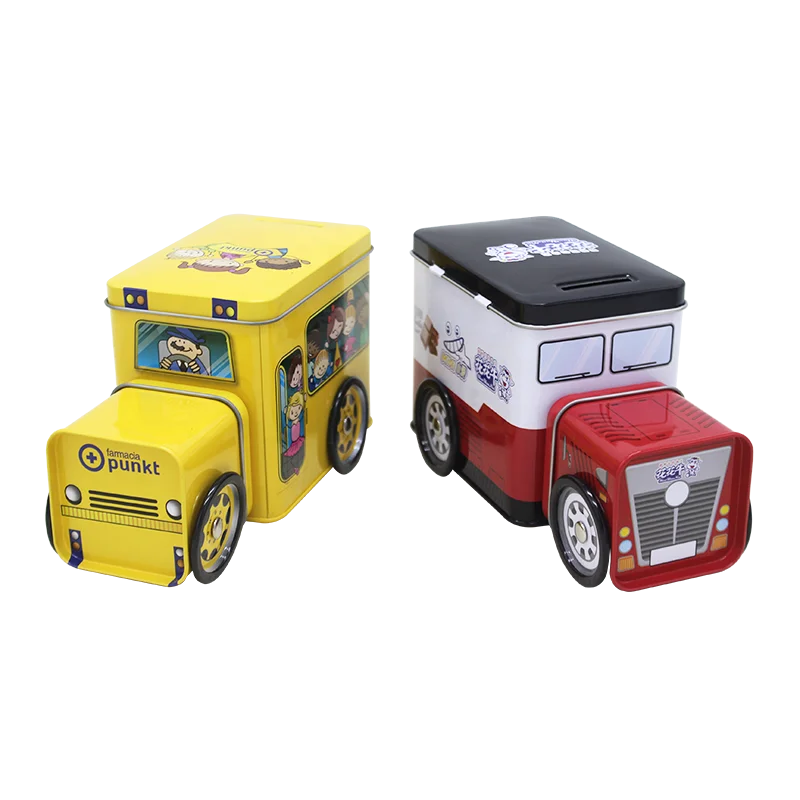 Hot selling ODM OEM acceptable car bus shaped tin box  cake cookie biscuit chocolate packaging box gift tin can