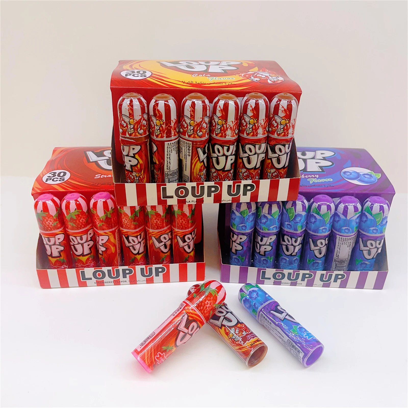 Halal Strawberry Flavored Hard Lipstick Stick Fruit Chewing Gum Candy in Bag Packaging Certified Muslim