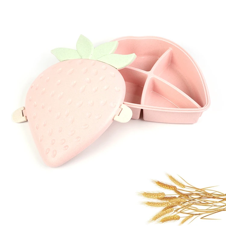 Creative biodegradable wheat straw fiber strawberry snack plate tableware
