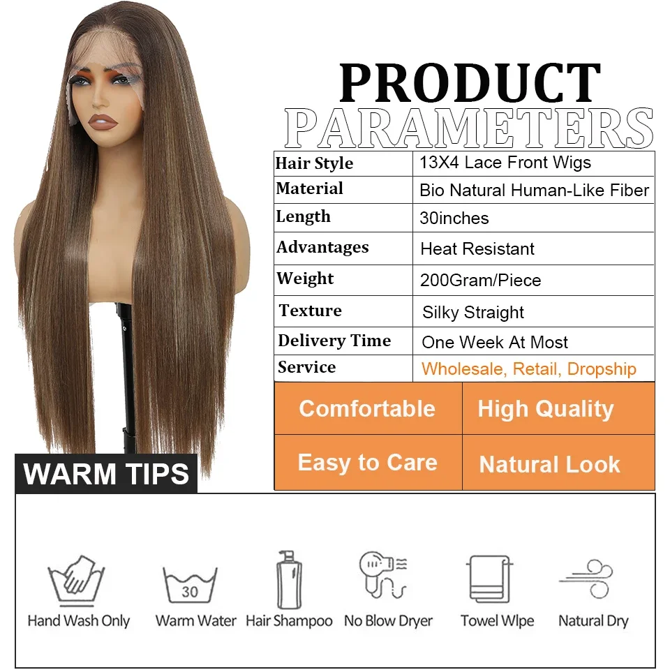 13X4 Lace Front Wig for Women Synthetic Natural Black Color Long Straight Prepluck Hairline Baby Hair Soft Hair Cosplay Daily