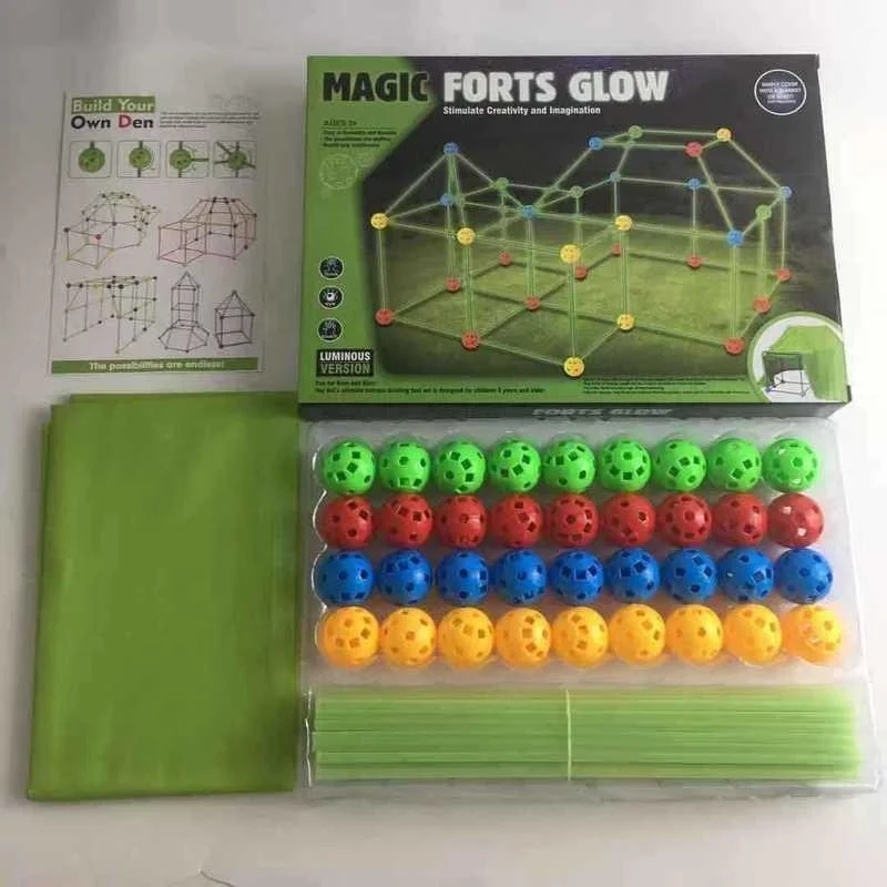 DIY Educational Toys STEM Kids Magic Castles Construction Tent Ball Blocks Glow In The Dark Fort Building Kit