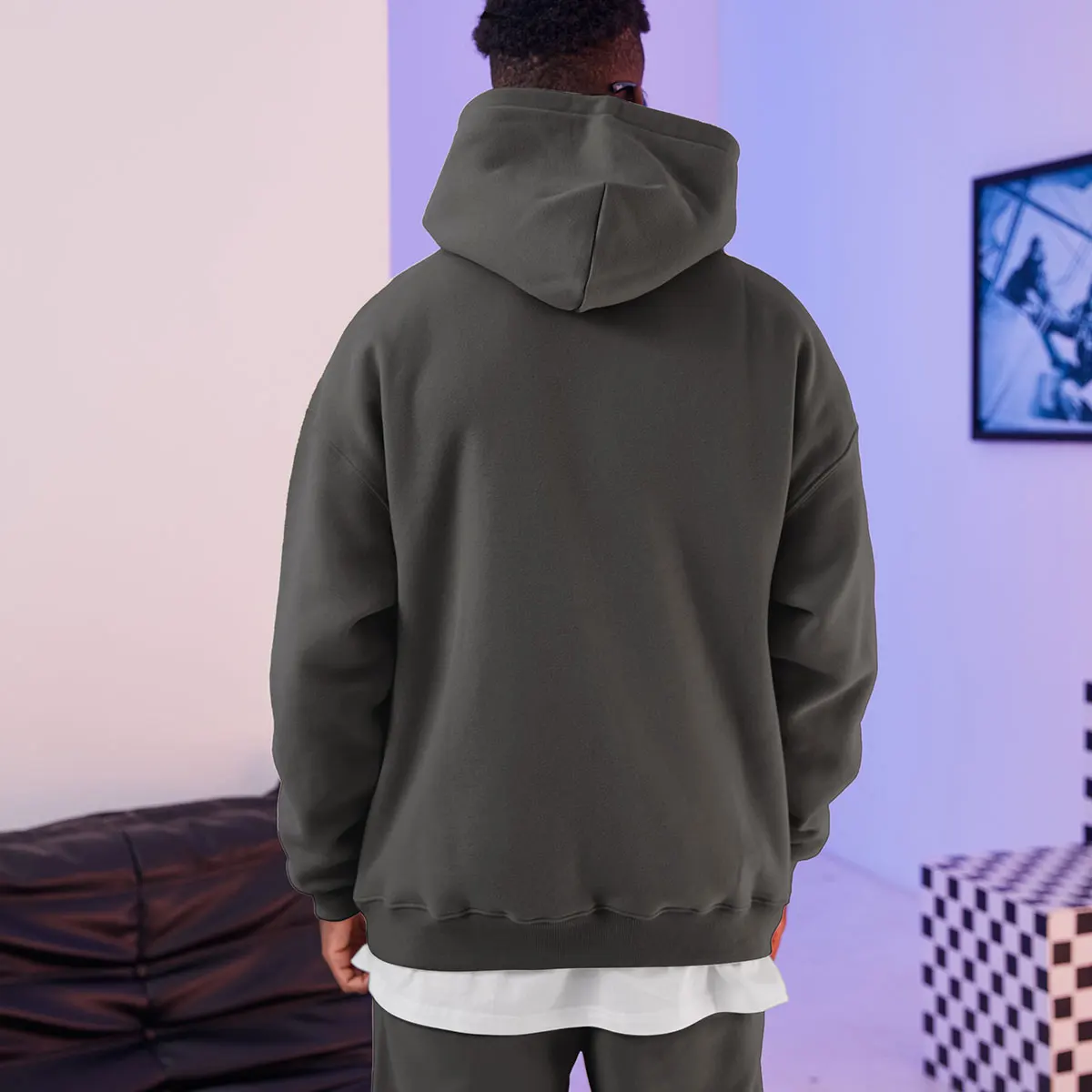 High quality heavyweight cotton streetwear clothes fleece sweatshirt custom 400 500 gsm puff print logo oversized hoodies men