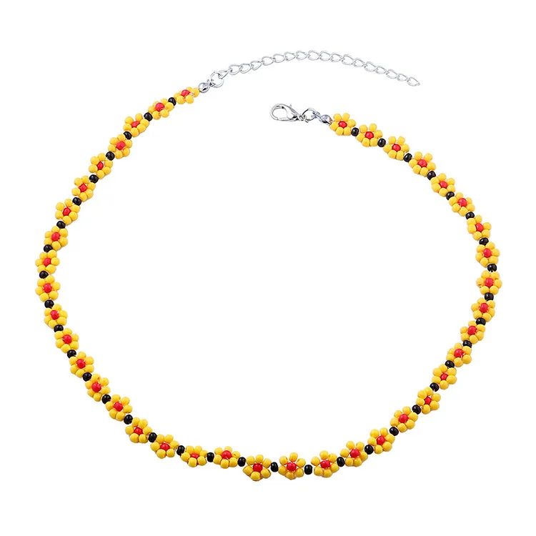 2022 Summer Xiaolong Flower Duogizhu Neck Chain Girls Mandarin Popular Handmade Steak Beads