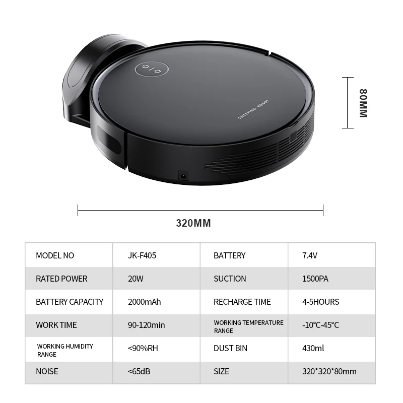 F405 Home Appliances Electric Robotic Strong Suction Sweeping Robot Mop Smart Robot Vacuum Cleaner