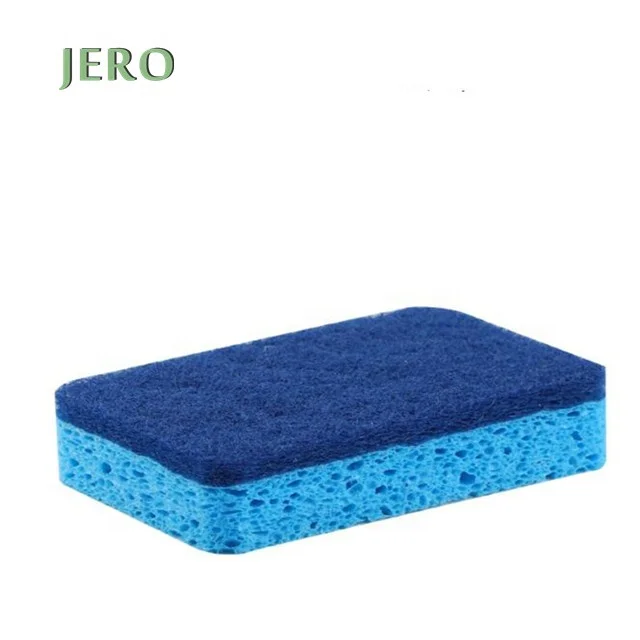 
MOQ 10 PCS Eco-friendly Material Multi-Use Non-Scratch Cellulose Scrub Dual-Sided Dish-washing Sponge for Kitchen 