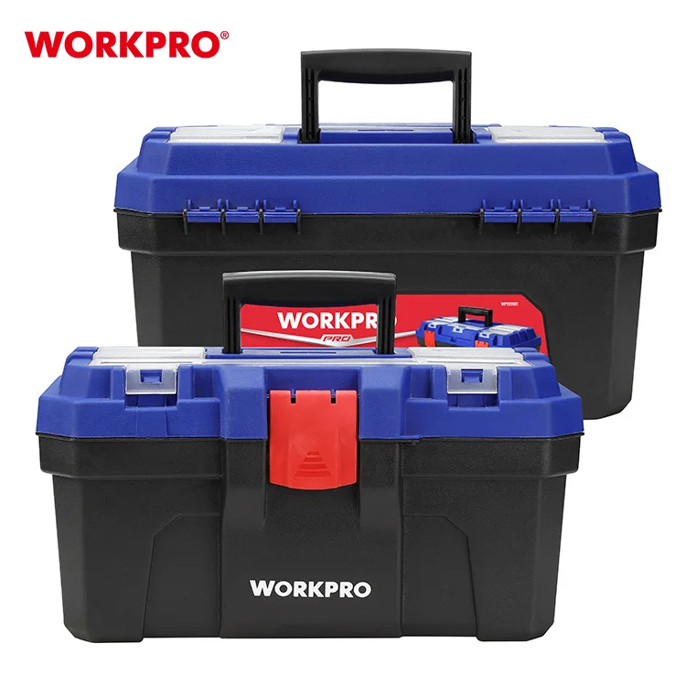 Пластиковый ящик для инструментов WORKPRO 410 мм (16 дюймов) съемные внутренние лотки органайзер коробка хранения пластиковый