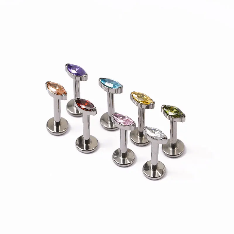 Trendy Fashion Jewelry G23 Titanium Set luxury Gemstones stud earring ear cartilage piercing wholesale piercing jewelry