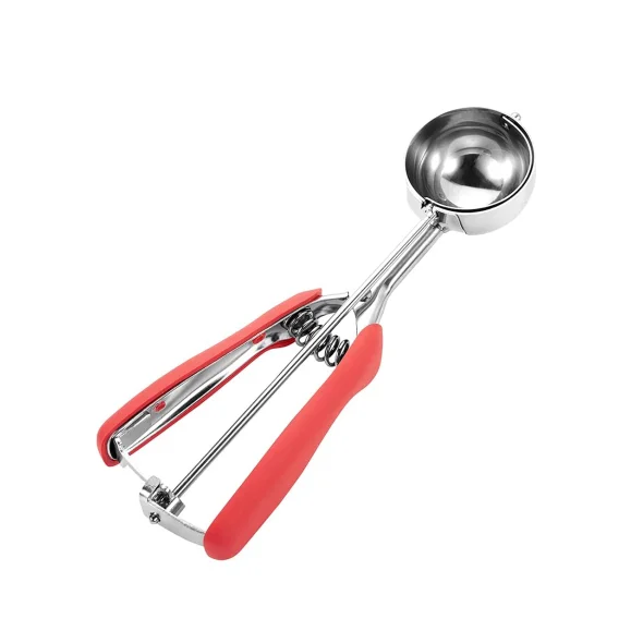 Ice Cream Scoop Stainless Steel Ice Cream Scoop with Trigger for Cookies Cake   Dough Melon Mashed Potato (Red 53 mm)