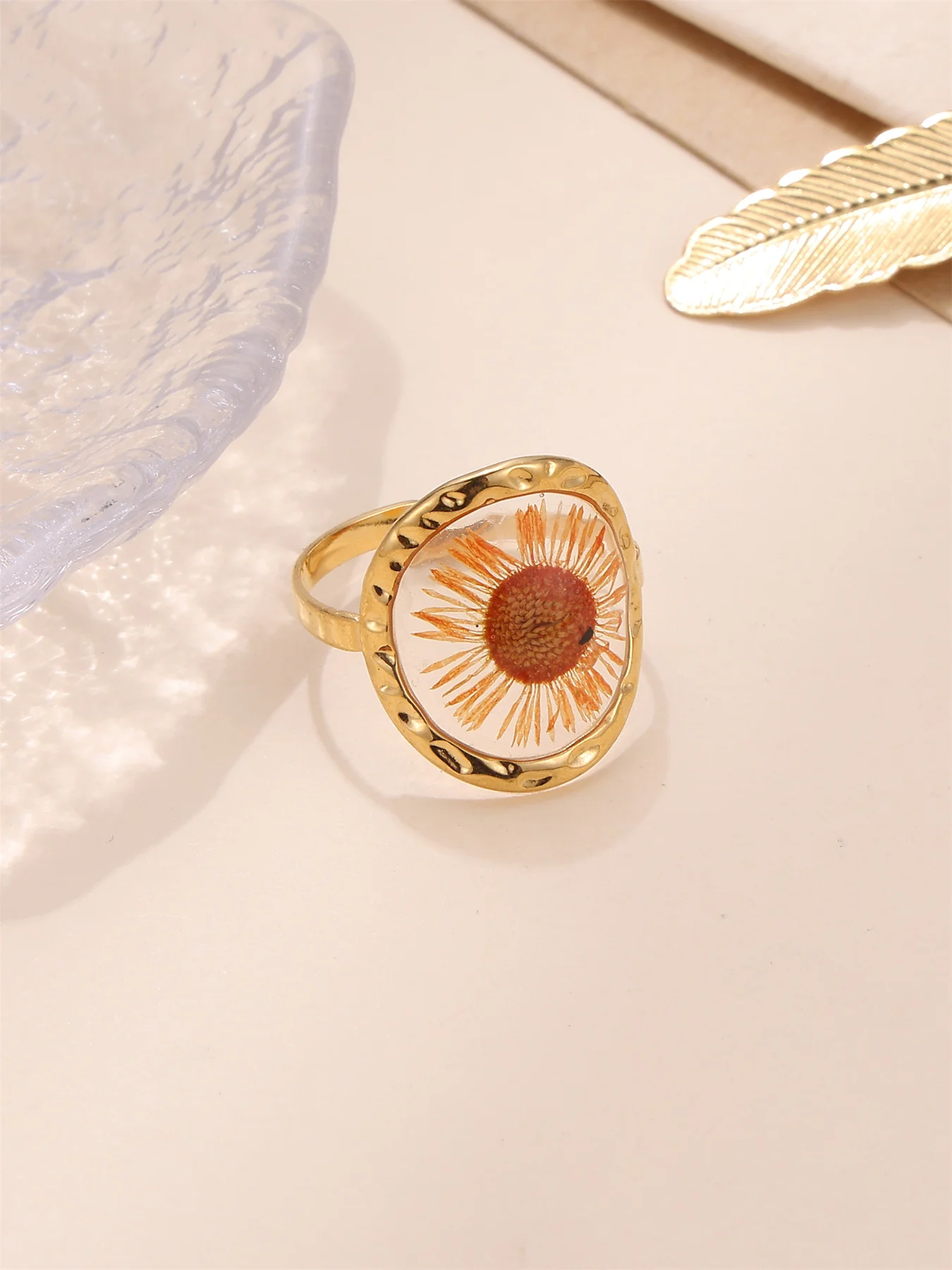 Vintage Kinds Of Flower Ring Real Flowers And Plants Fashion Jewelry Rings Lady Women Stainless Steel 18k Gold Plated Rings