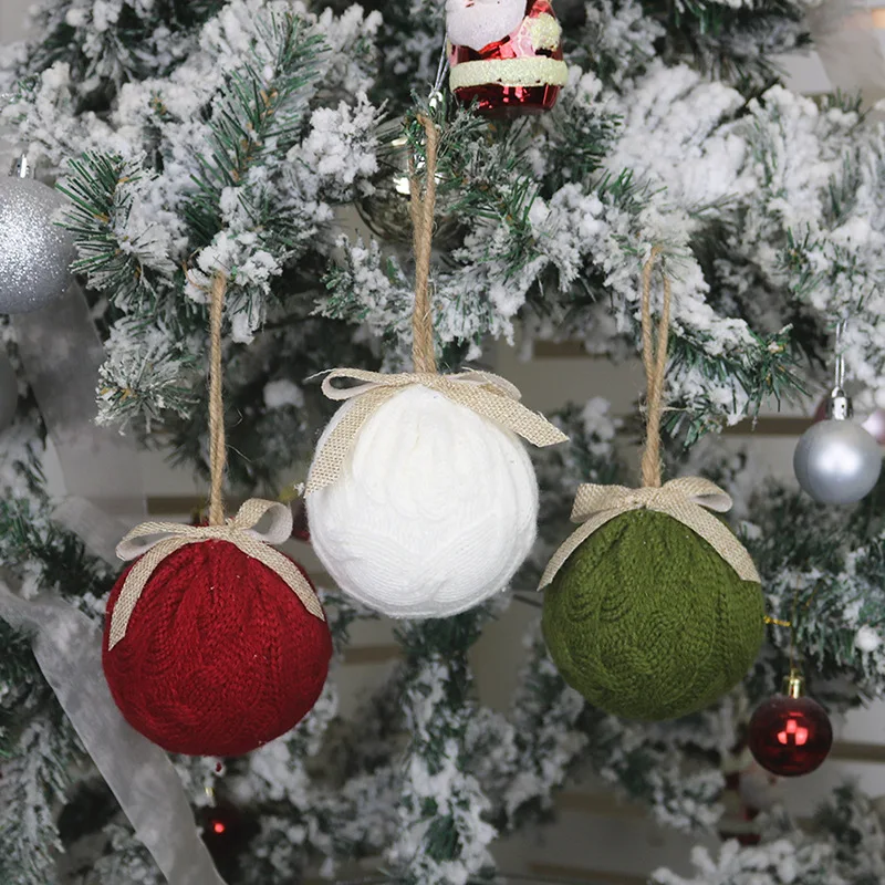 Christmas Tree Ornaments and Gift Accessories Pendant Tree Knitting Christmas Ball Hanging