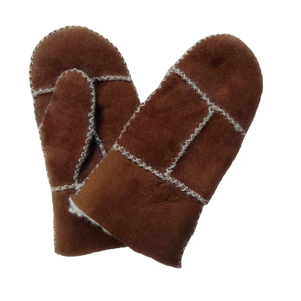 Модная новая стильная зимняя теплая детская перчатка из овчины