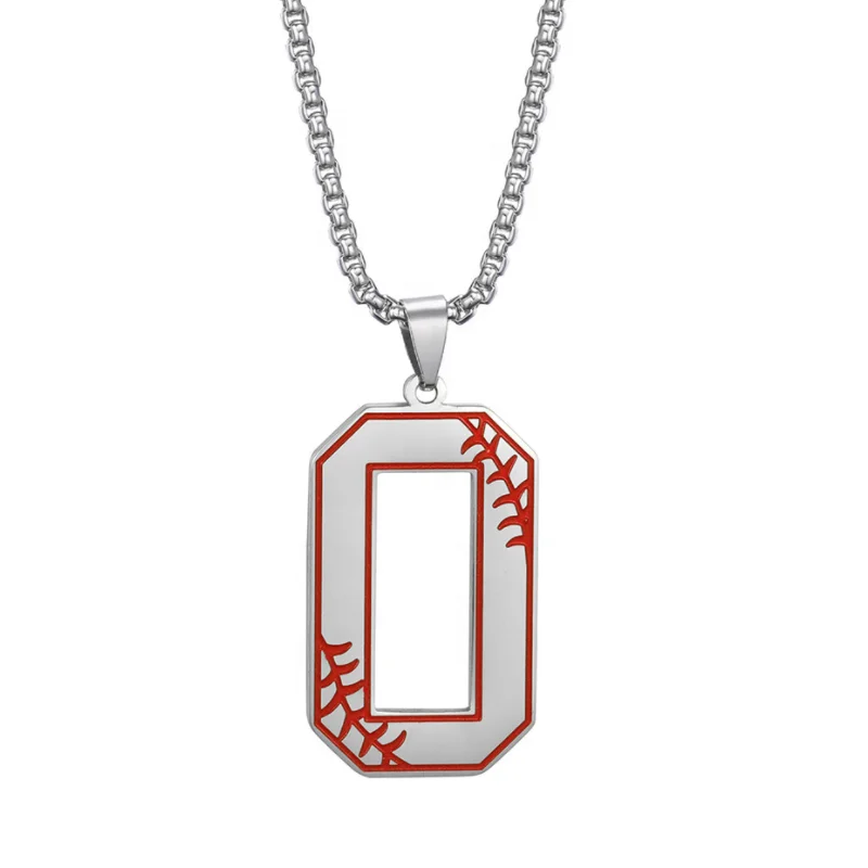 Baseball Number Pendant Necklace Sport 0 to 99 Numbers Custom Mens Sporty Stainless Steel Baseball Number Pendant Necklace