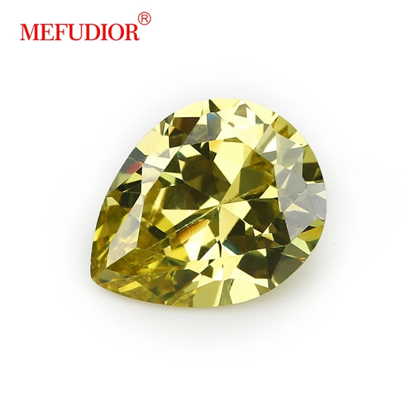 3A-5A water drop pear shape natural olive yellow diamond loose gem cubic zirconia gem wholesale