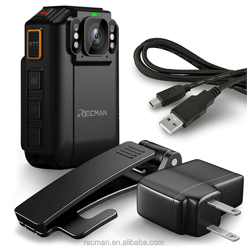 140 Wide Angle Camera 2K Police Body Worn Camera Docking Station Dual Camera Built-In 64Gb External 512Gb