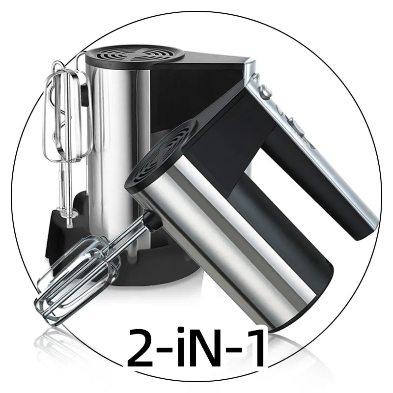 Home Kitchen Black 304 SS Stainless Steel Food Electrica Batidora de mano Egg Beater Electric Hand Held Mixer with Storage Base