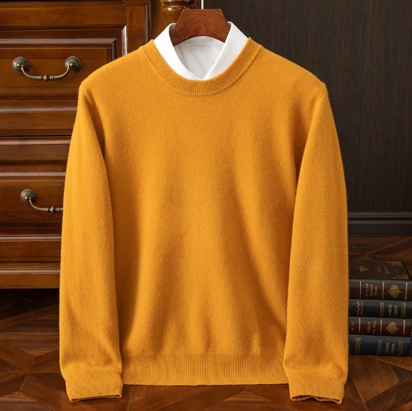 Liu Ming 2025 Trending Product Autumn Winter Men s Clothing O Neck 100% Wool Knitted Long Sleeve Sweaters