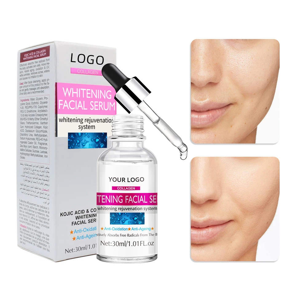 OEM/ODM Hot Sale Collagen Kojic Acid Serum Indonesia Niacinamide Whitening Anti-aging Facial Serum 30ml