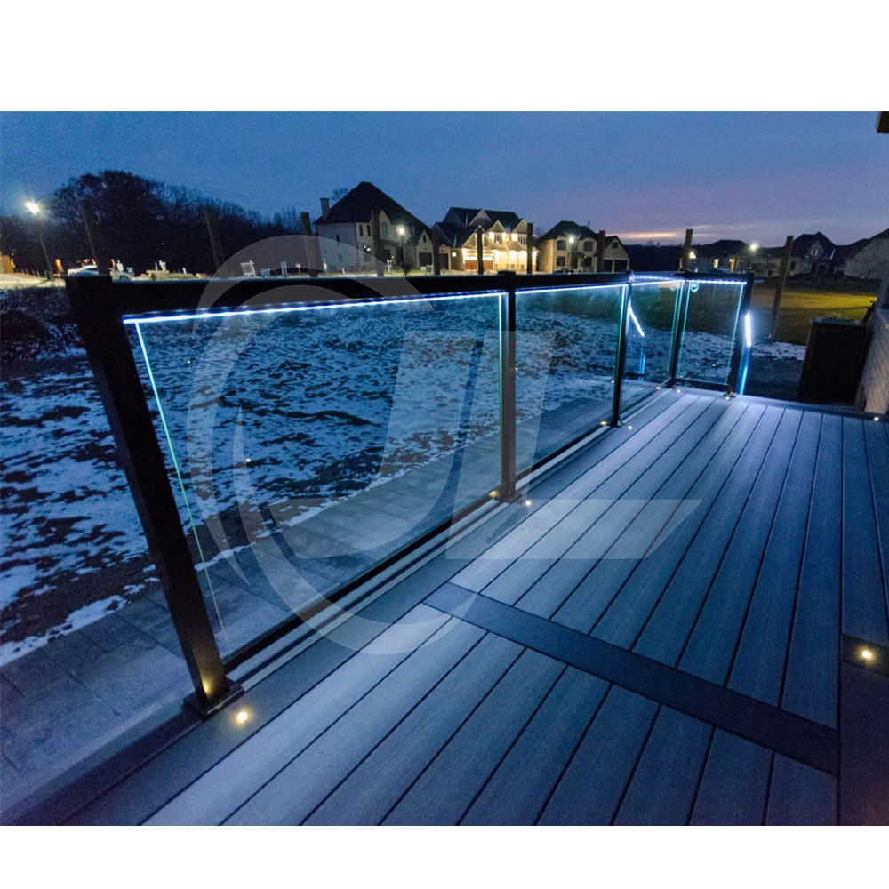 energy saving safety glass railing with led light for sale