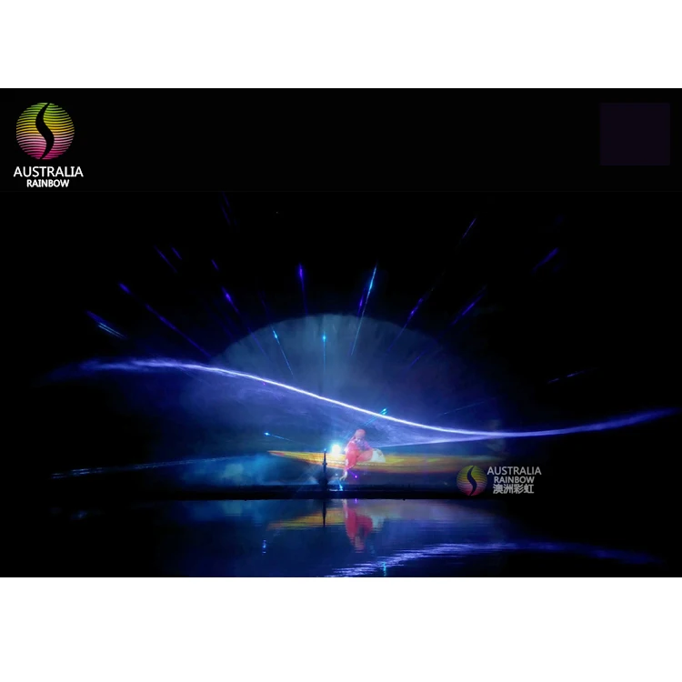 India Lake Outdoor Amazing Fan Shape Water Screen Movie Projection 3D Hologram Water Fountain with Projector and Laser