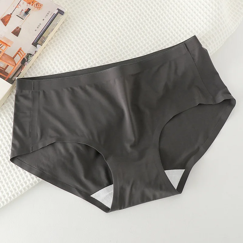 Ice Silk Women Pure Cotton Crotch Invisible Naked Cool Feeling Mid-waist Underwear