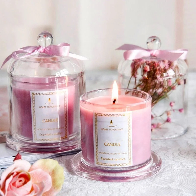 Декоративная Романтическая Свадебная круглая банка ко Дню Святого Валентина, стеклянная купольная крышка, Ароматизированная свеча