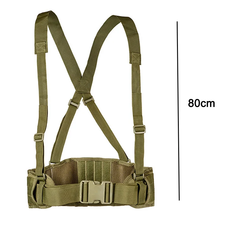 Tactical Molle Waist Belt Vest H-shaped Men Waist Girdle With Shoulder Strap Soft Padded Hunting Adjustable Belt Vest