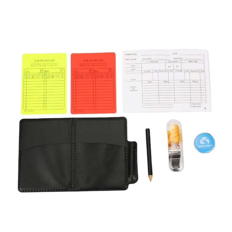 Высококачественные карты для рефери, футбольный карандаш, красные и желтые карты, предупреждающие карты и бумажник для футбола