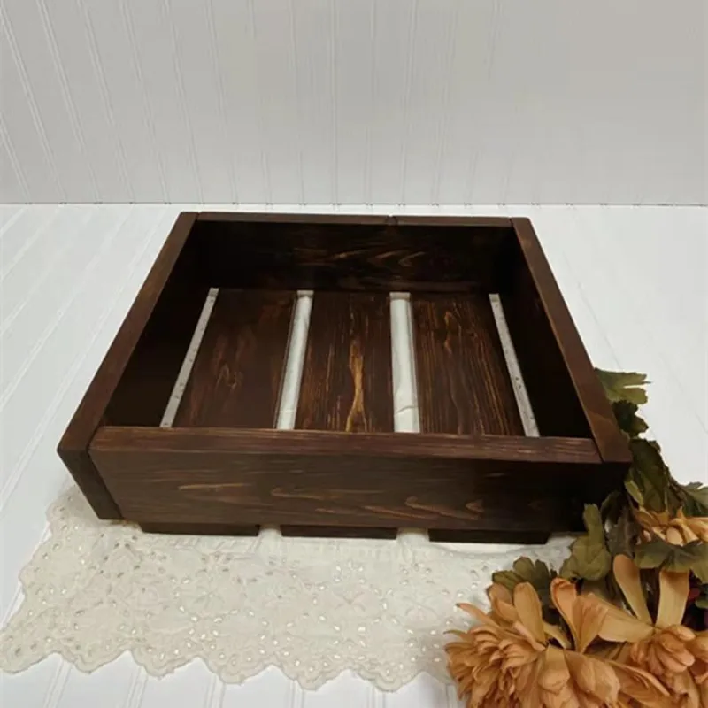 Baby Photoshooting Props Newborn Classic Brown Mini Wooden Bed Newborn Photography Props Mini Doll Bed for Baby House Infant Bed