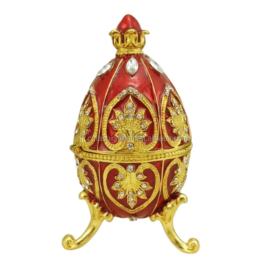 Faberge Egg Style Trinket Box Enameled Jewelry Box Unique Decorative Metal Box Classic Ornaments Gift for Home Decor,