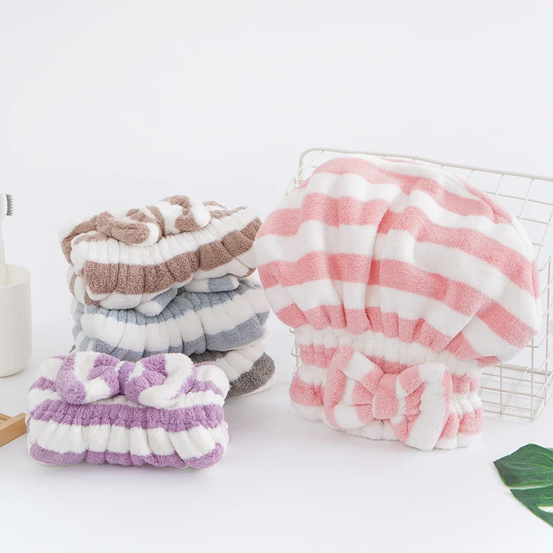 Shower spa head wrap terry dry hair towel thick highly absorbent hair towel wrap turban microfiber hair drying cap