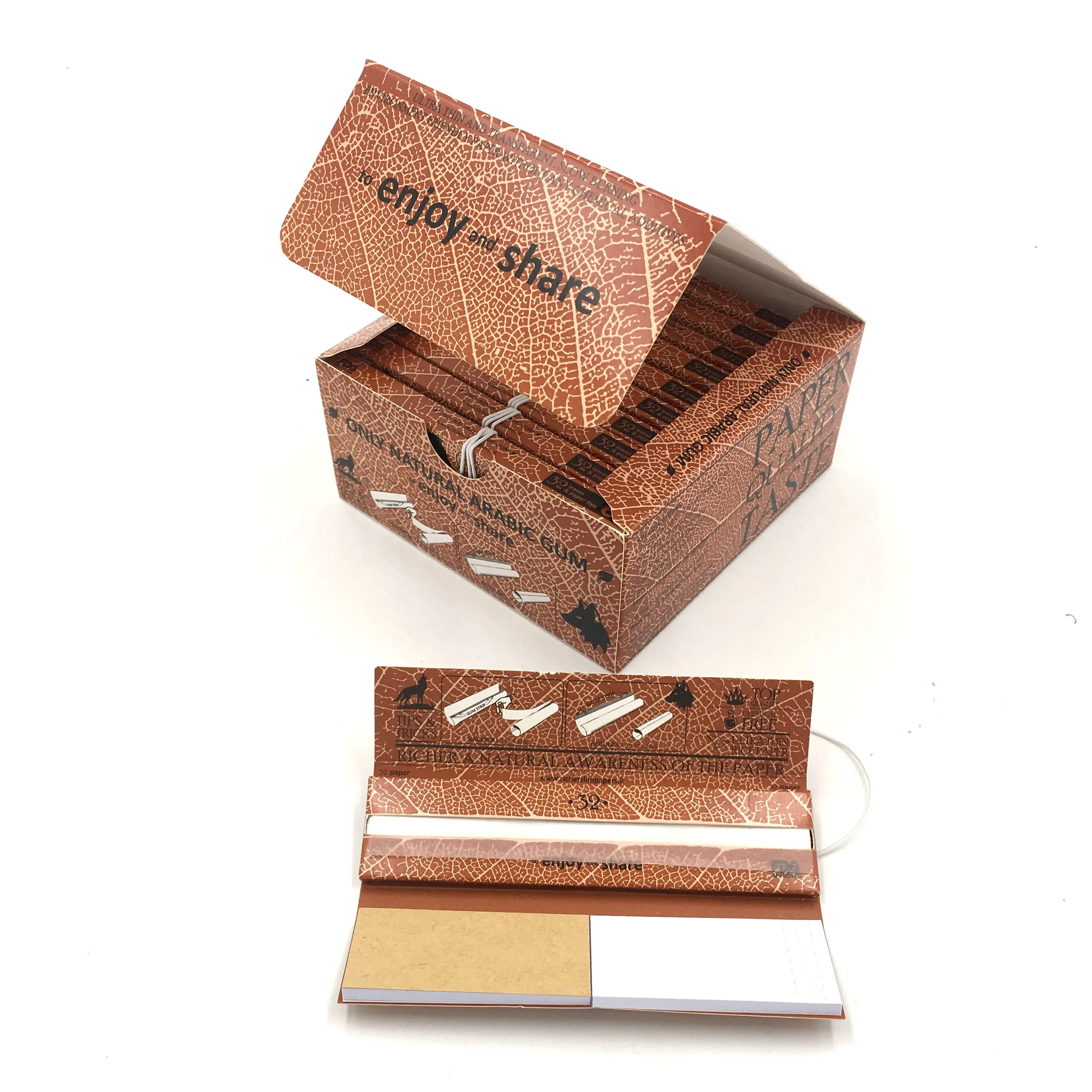 Custom premium smoking rolling paper filter packs