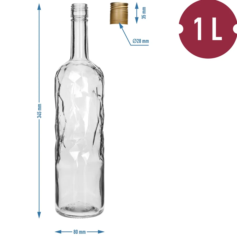 aluminum cap premium high quality clear glass vodka bottles 100cl