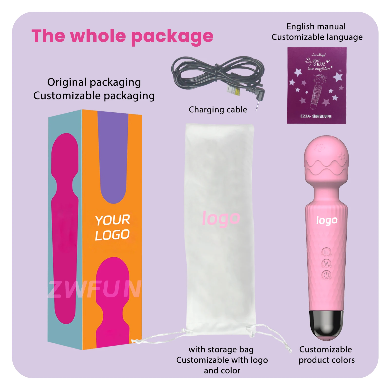Factory Wholesale High Quality Handheld Vibrator Body Wand Vibrator Amazon Hot Selling Sex Toy Av Wand Massage