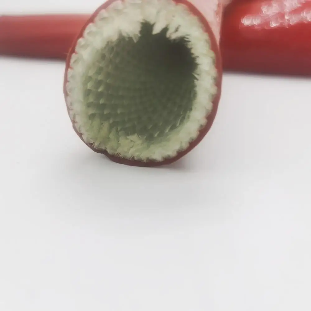 Iron oxide red Silicone Fiberglass Thermal insulator Fiberglass protective fire sleeve hydraulic hose sleeve