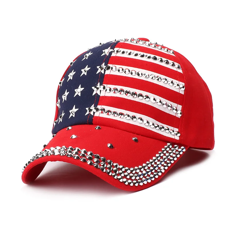 2024 American Election flag rhinestone stud rivets baseball cap hat