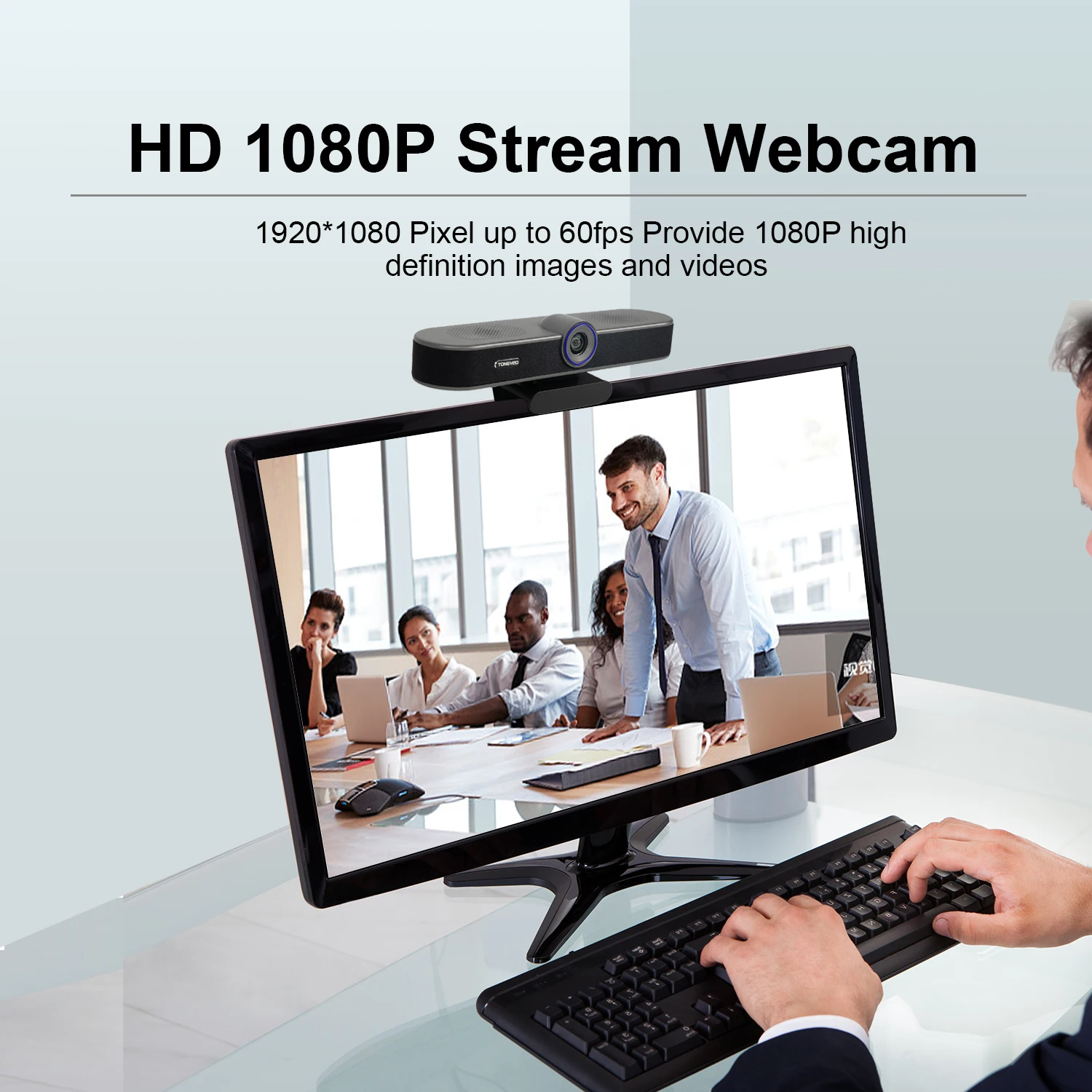 Веб-камера все-в-одном с микрофоном Tongveo CC500A FHD 1080P 60fps для прямой трансляции технологией шумоподавления