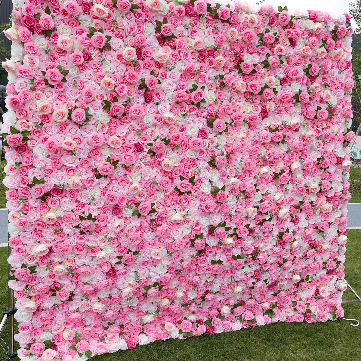 3D 5D Pink Canvas Artificial Flower Wall Wedding Background Artificial Rose Wall