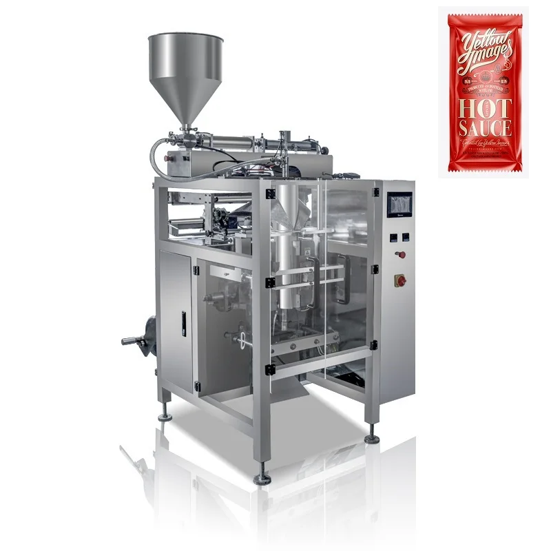 Automatic Vffs Liquid Chili Sauce / Ketchup Sachet Filling Packaging Machine 304 Stainless Steel Machinery & Hardware Paper