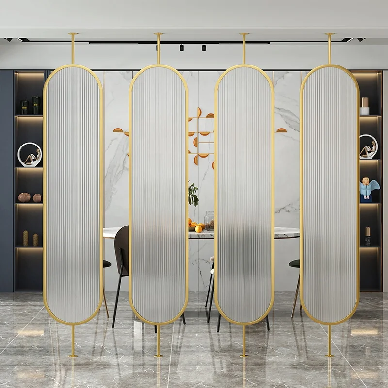 Wholesale High Quality Panels Rotatable Metal Decorative Screen With Glass panel Living room partition