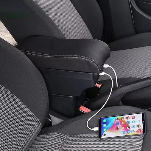Ford Focus 2 Leather Car Armrest Box Double Layer Console Box Car Armrest Auto Accessories Parts