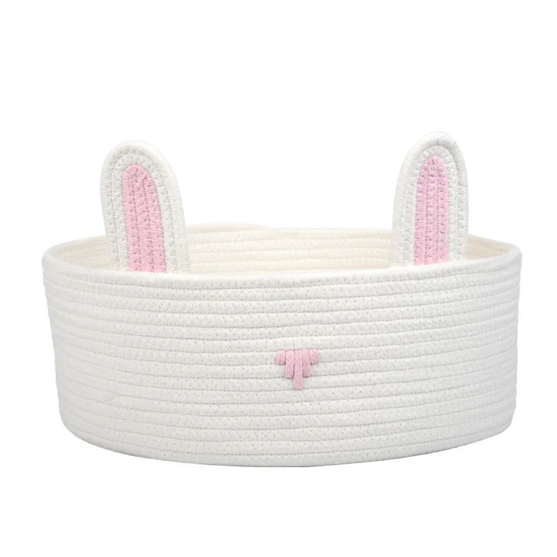 2023 New  Fashion  Cheap wholesale foldable  basket low MOQ  cotton rope woven pet basket for cats dogs