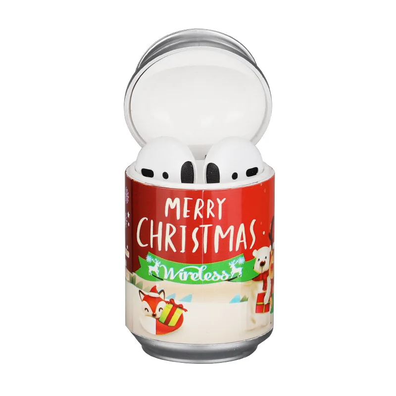 Christmas New Tws Coke Can Design Coca Shaped Ring Pull Style In Tin Box Gift Package Wireless Earbuds Earphone Headphones