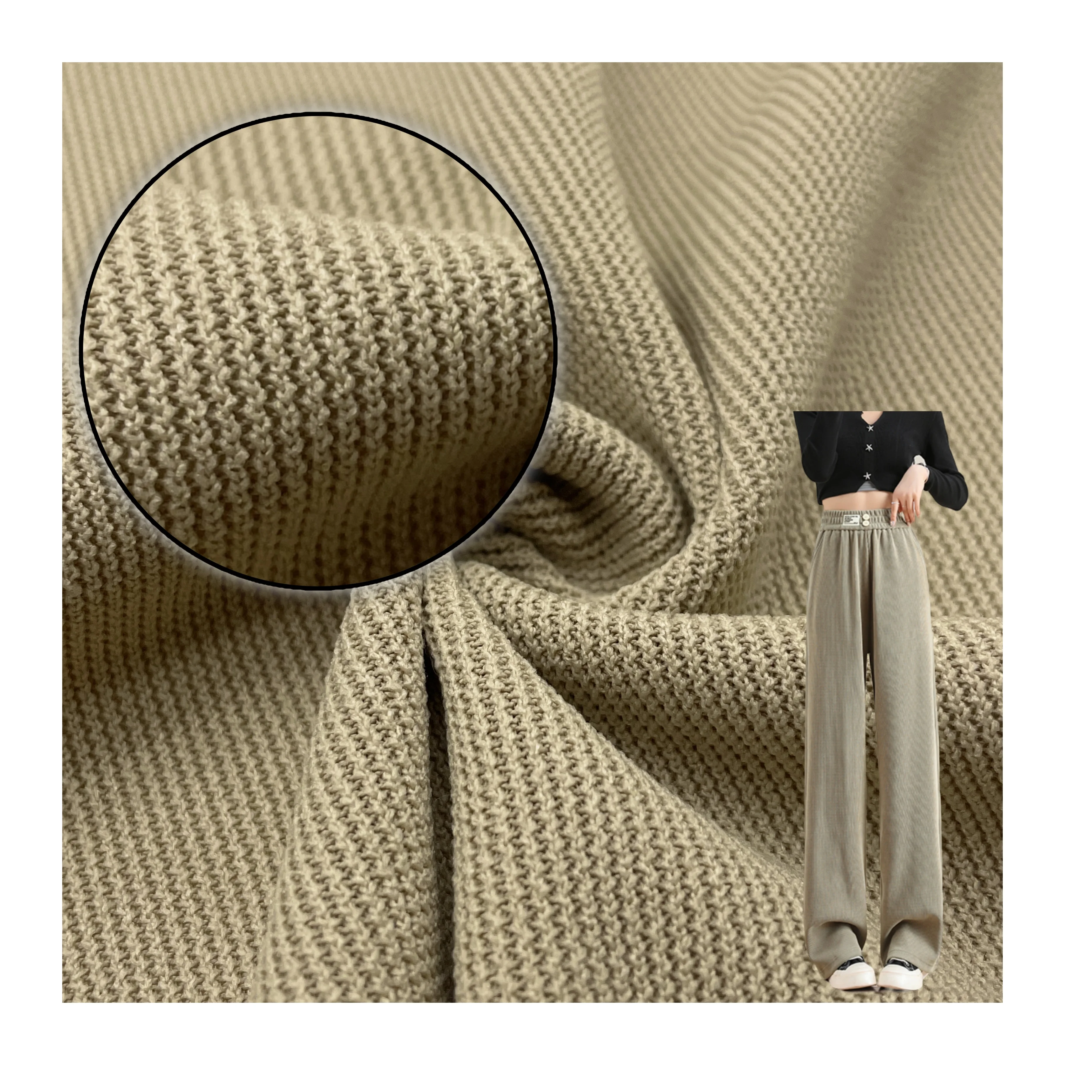 Ultra-fine 90polyster10spandex European cotton velvet European cotton strips jersey wide-leg pants fabric