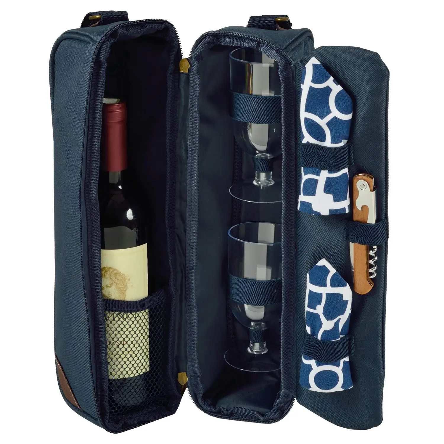 Custom Portable Single Bottle Wine Tote Cooler Bag with Shoulder Strap Insulated Padded Thermal Wine Carrier Bag