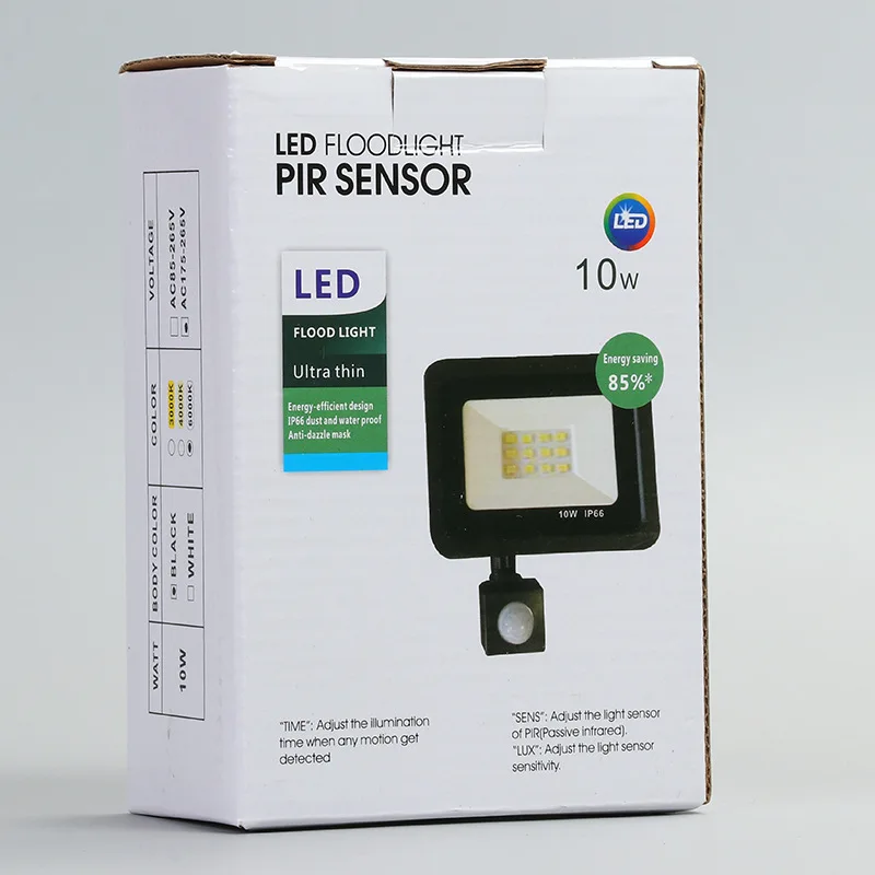 
2020 Hotsale Ultra-thin10w 20w 30w 50w IP65 PIR Motion Sensor SMD LED Floodlight 